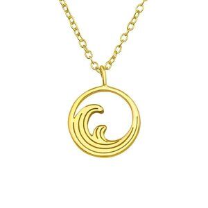 14k Gold Vermeil Ocean Wave Pendant and Chain